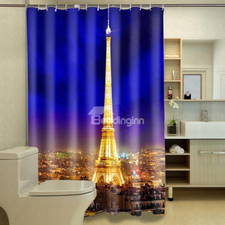 Personalized Night Of The Eiffel Tower In Paris 3d Shower Curtain