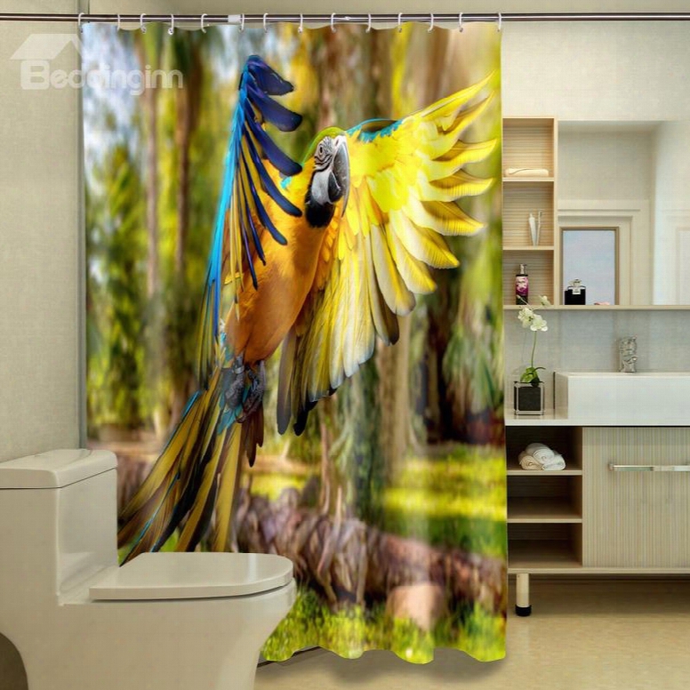Pretty Colorful Parrot Print 100% Polyester 3d Shower Curtain