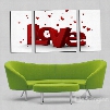 Romantic Love in Red Capital Letters Canvas 3-Panel Wall Art Prints