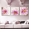 Romantic Pink Flowers 3-Panel Canvas Wall Art Prints