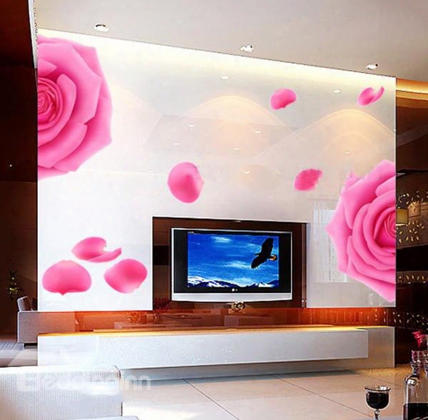 Romantic Extra Large Roses And Petal Bedroom Tv Background Removable Wall Sticker