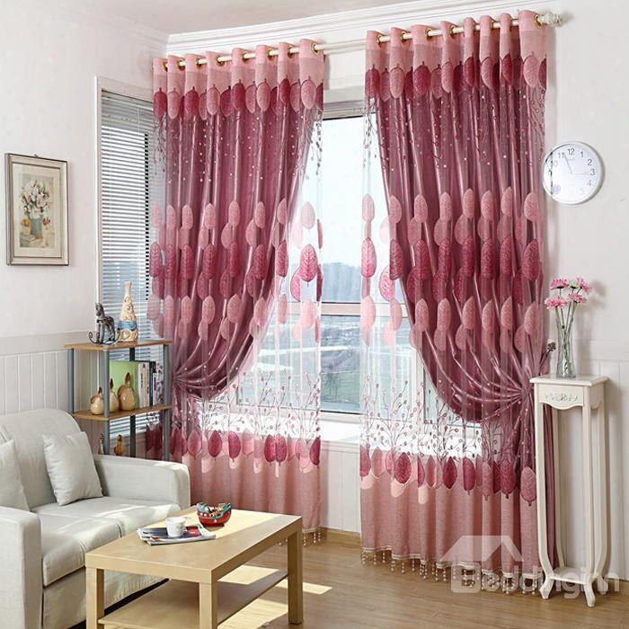 Romantic Pink Burnout Circle Custom Sheer Curtain