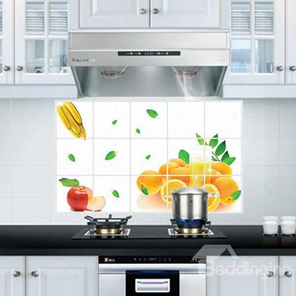 Simple Fresh Fruit Orange Pattern Kitchen Hearth Removable Wall Sticker
