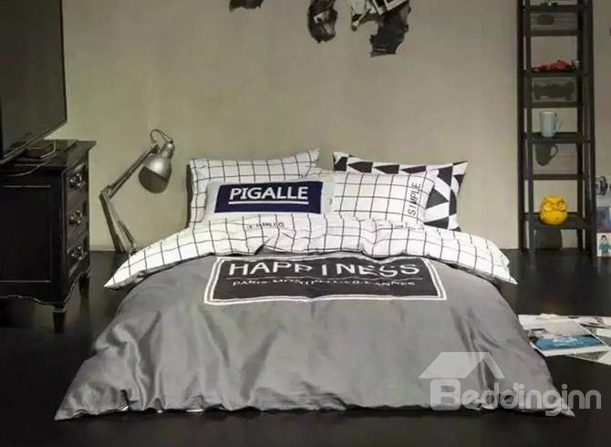 Simple Happiness Printing 4-piece Duvet Cover Sets