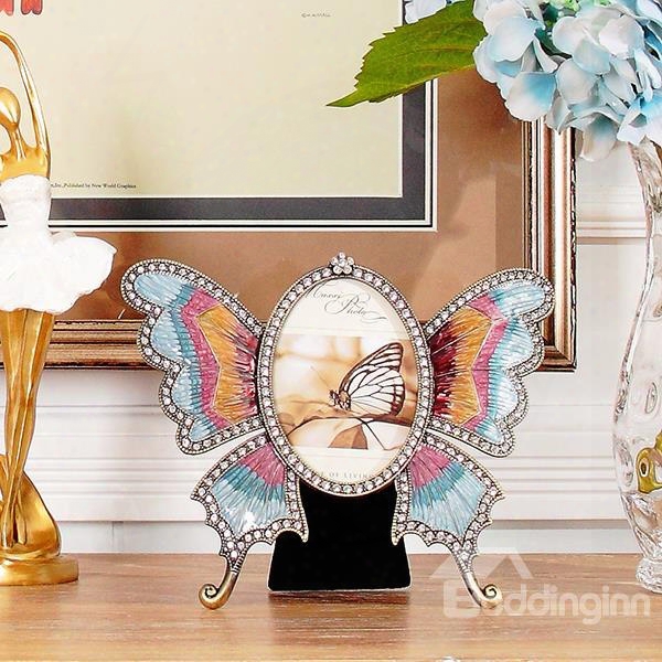 Simple Modern European Style Alloy Butterfly Design Photo Frame