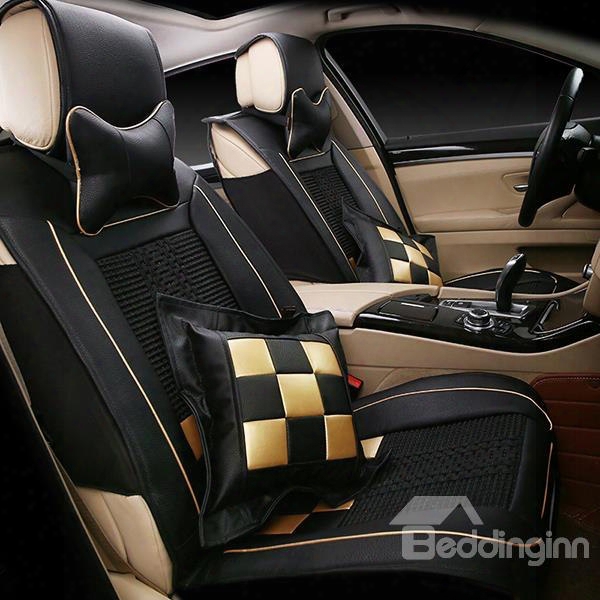 Sports Series Plaid Blocks Design Ventilating Universal Fit Car Seat Cover