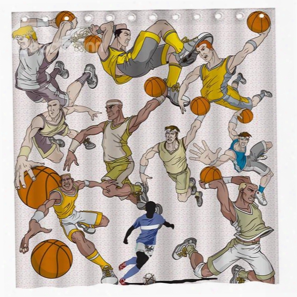 Sports Sytle Vigorous Playing Basketball Men 3d Shower Curtain