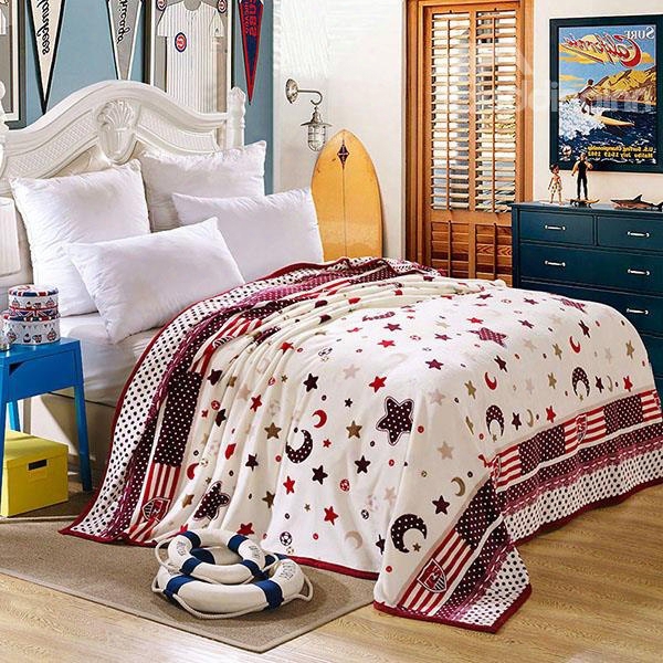 Stars And Moon Print Anti-pilling Blanket For All Seasons