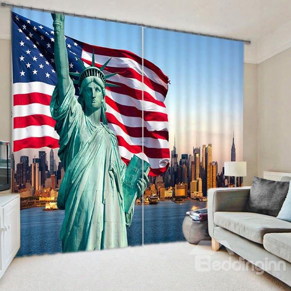 Statue Of Liberyy Printing 3d Blackout Curtain