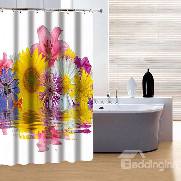 Superior Graceful Flowers Print 3d  Shower Curtain