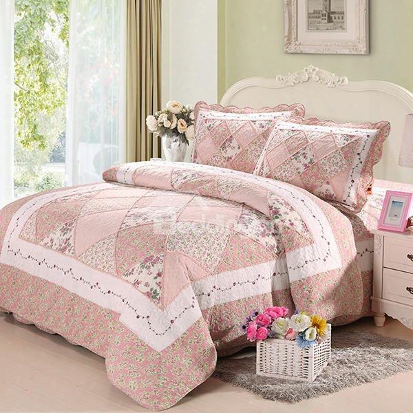 Swee T Floral Light Pink 3-piece Cotton Bed In A Bag