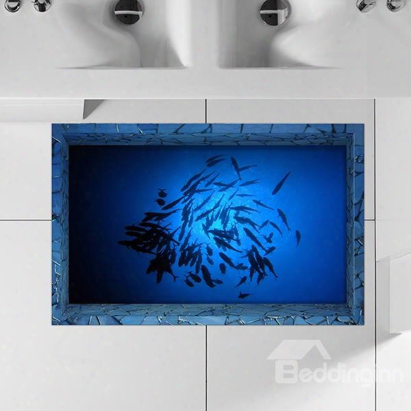 Tadpoles Swimming In Blue Water 3d Waterproof Bathroom Floor Sticker