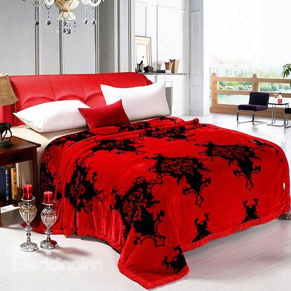 Top Class Exquisite Jacquardd Red Raschel Blanket