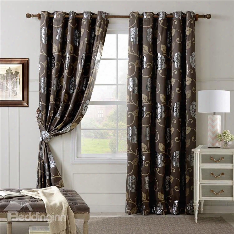 Top Quality Luxury Floral Grommet Top Curtain
