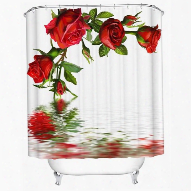 Tranquil Charming Concise Roses 3d Shower Curtain