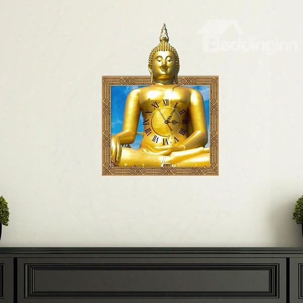 Unique Design Golden Buddha Pattern Design 3d Wall Clock