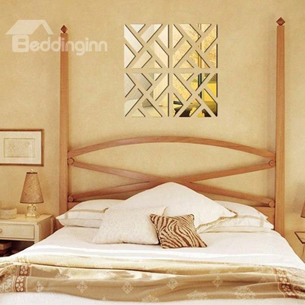 Unique Geometric Pattern Removable Mirror 3d Wall Sticker 1 Set (4 Pieces)