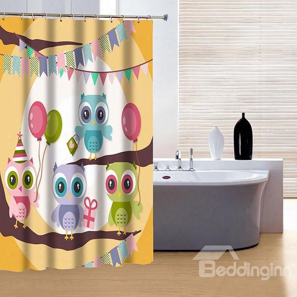 Vigorous Brisk Lovely Colorful Owl 3d Shower Curtain