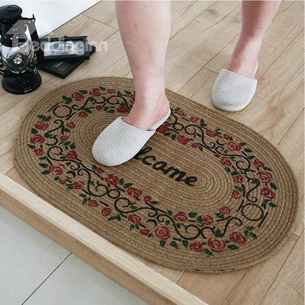 Vintage Floral Pattern Hand-made Welcomee Linen Doormat