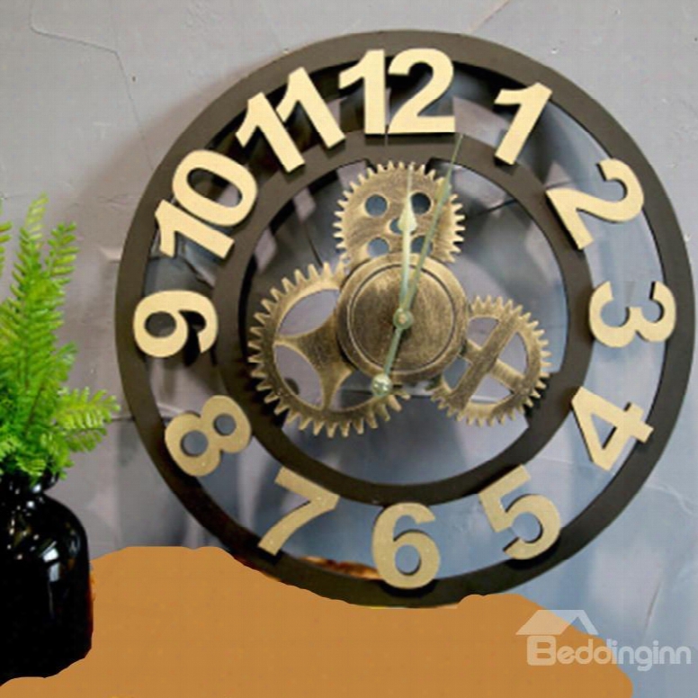 Vintage Industrial Look Gear Design Wall Clock