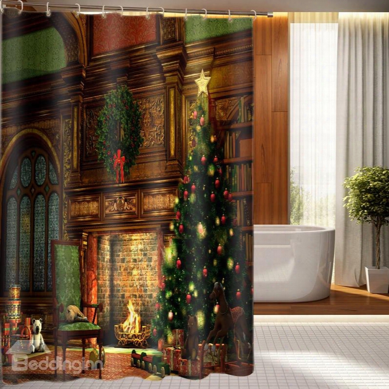 Warm And Sweet Christmas Festival Fabric 3d Shower Curtain
