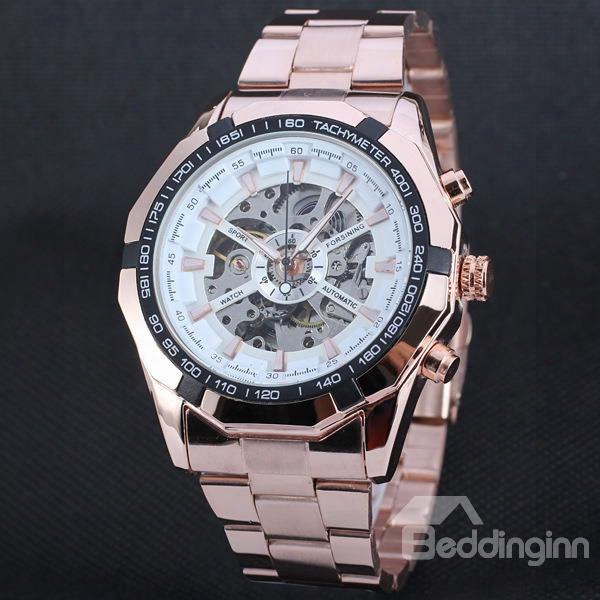 Water Resistant Stainless Steel Luminous Automatic Rose Golden Mechanical Men€