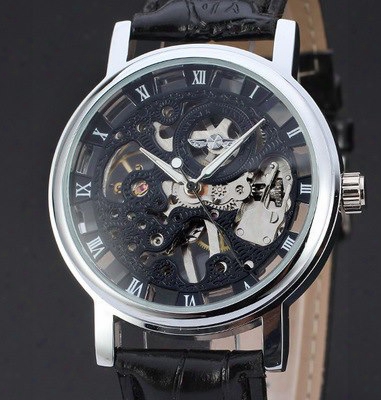 Waterproof Skeleton Leather Manual Couple Casual For Men Mechanical Wrist Watch