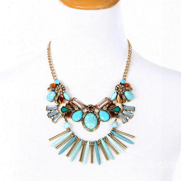 Women' S Colorful Artificial Gemstone Stone Pendant Necklace