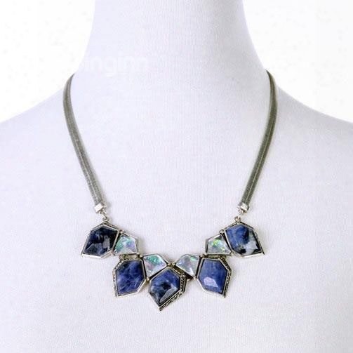 Women' S Fashon Rhombus Natural Stone Statement Necklace