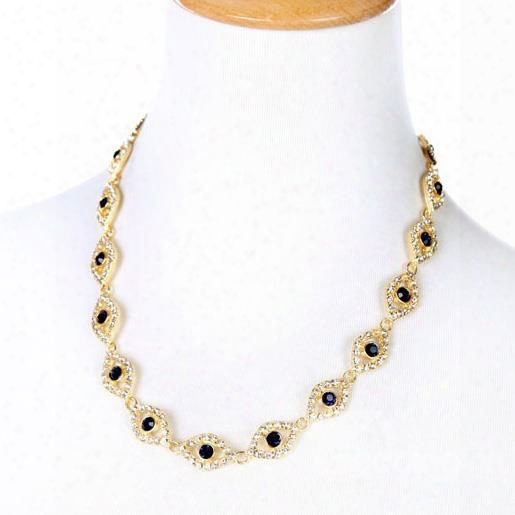 Women' S Simple Diamante Gold-color Alloy Necklace