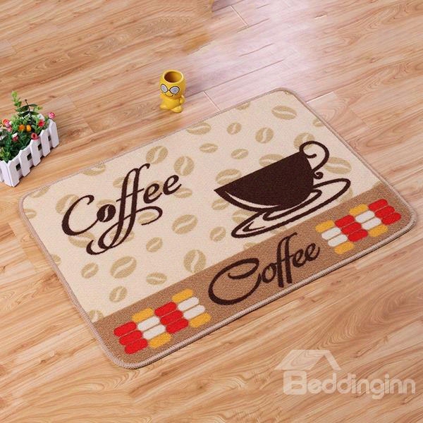 Wonderful Coffee Pattern Anti-slipping Rugs 1 Set