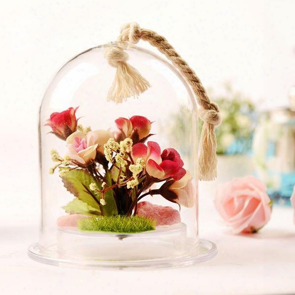 Wonderful Desktop  Decoration Glass Cover Flower Sets