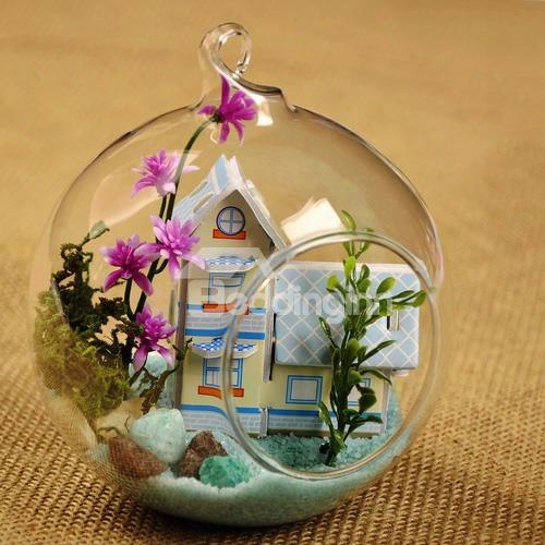 Wonderful Diy Glass Ball Miniature Dollhouse Coastal Villa Desktop Decoration