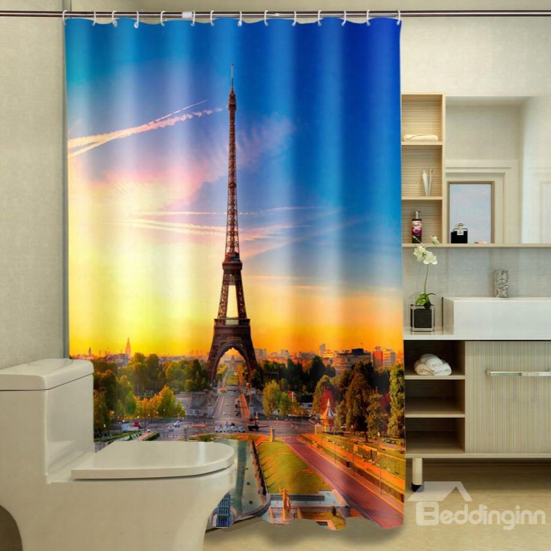 Wonderful Eiffel Tower Print Polyester 3d Shower Curtain