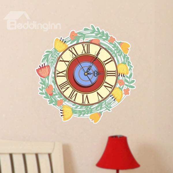 Wonderful Garland Design Nursey 3d Sticker Wall Clock