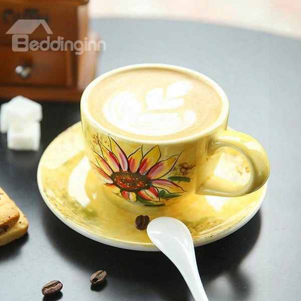 Wonderful Sunflower Pattern Ceramic Coffee Cup