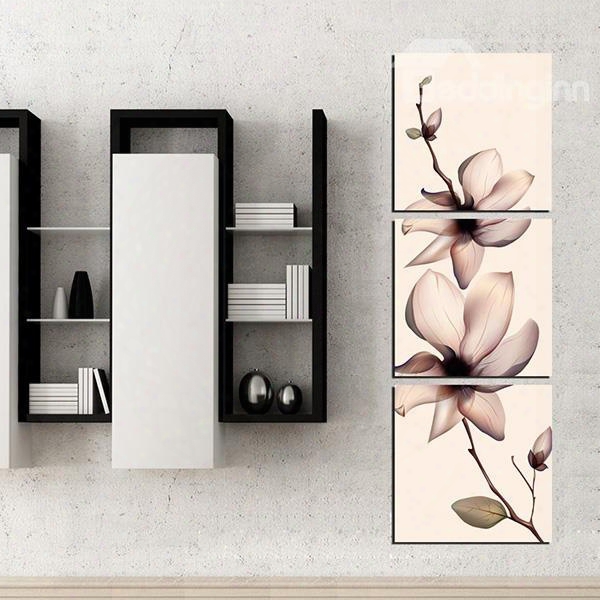 Wonderful Water Color Style Flowers 3-panel Canvas Wall Art Prints