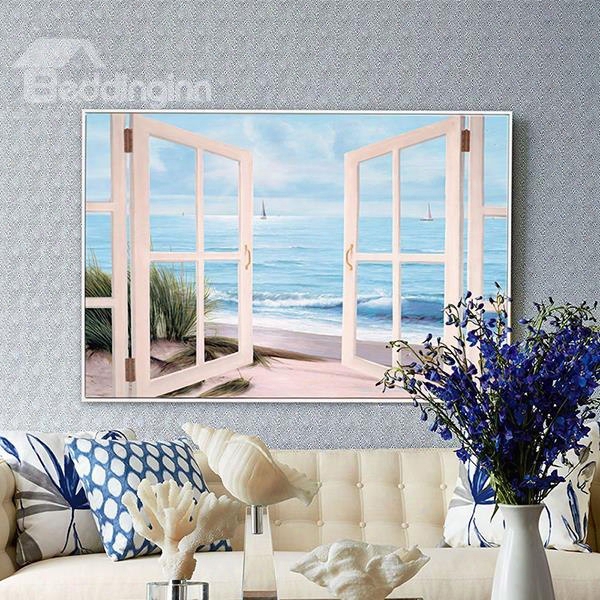 21␔31in Fake Window Beach Hanging Canvas Waterproof And Eco-friendly Framed Prinst