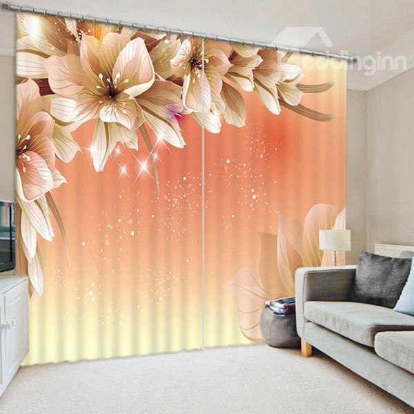 3d Beautiful Magnolia Flowers Printed Polyester Decoration Custom Curtain