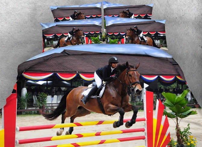 3d Horse And Rider Printed Cotton 4-piece Bedding Set/duvet Covers