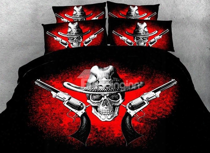 3d Western Style Cowboy Skull Printed 5-piece Comforter Sets