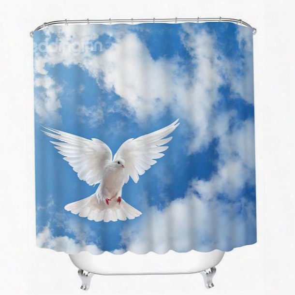 A Dove Flying In The Blue Sky Print 3d Bathroom Shower Curtain