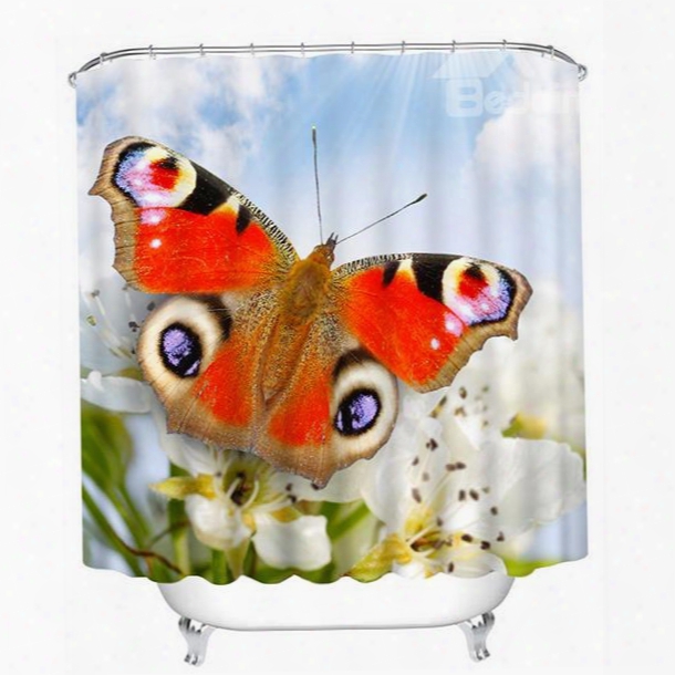 A Lifelike Colorful Butterfly Print 3d Bathroom Shower Curtain