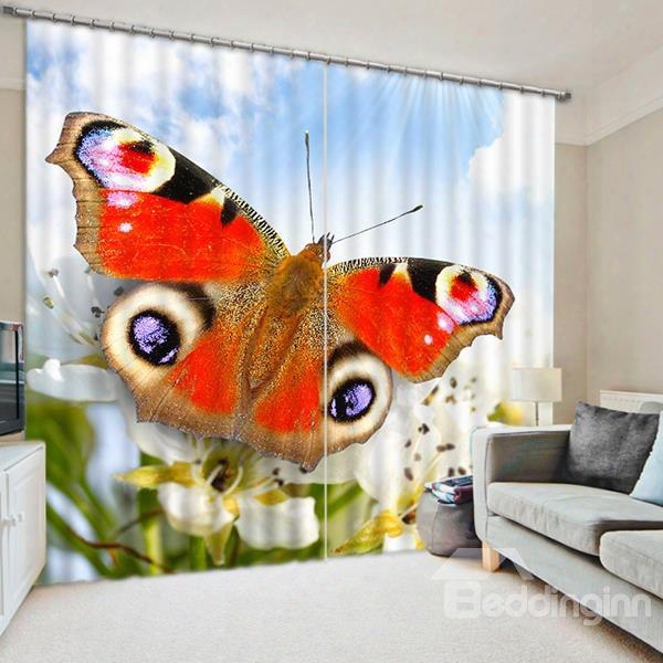 A Lifelike Colorful Butterfly Printing 3d Blackout And Dust-proof Living Room Curtain