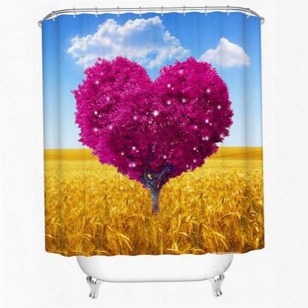 A Pink Heart-shaped Tree Print 3d Bathroom Shower Curtain