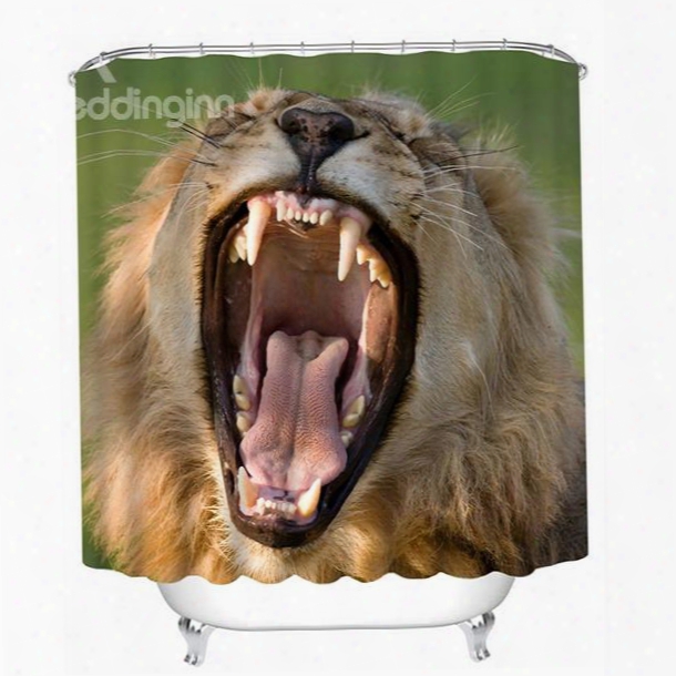 A Yawning Lion Print 3d Bathroom Shower Curtain