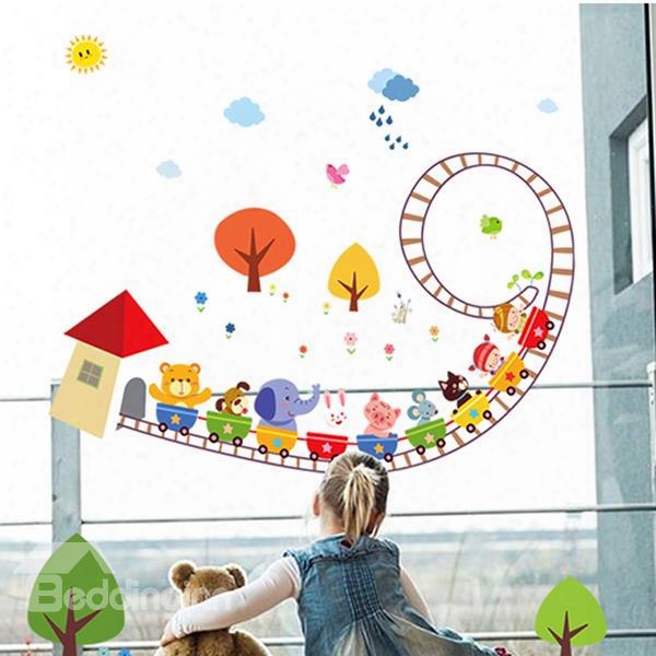 Animal Roller Coaster Pattern Glass And Wall Sticker