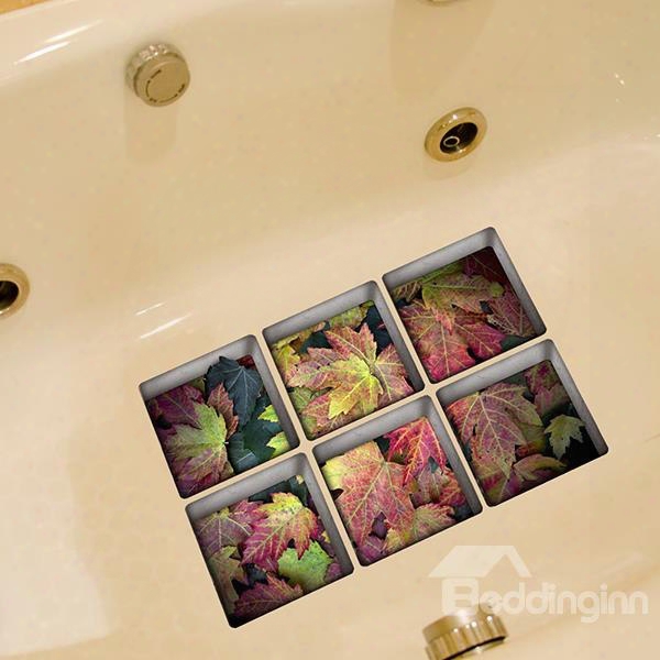 Beautiful Colorful Fallen Leaves 3d Bathtub Stickers