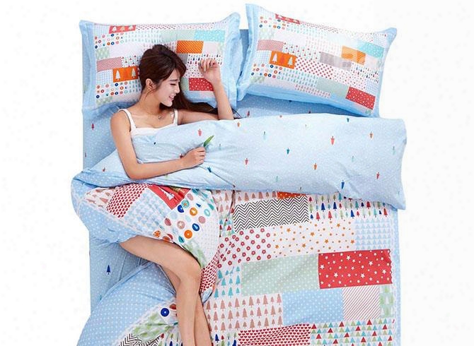 Beautiful Colorful Geometric 4-piece Duvet Cover Sets
