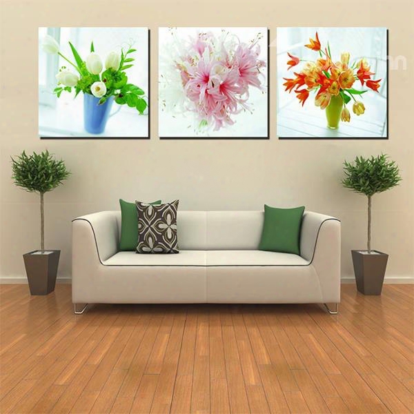 Beautiful Flower Buquets Canvas 3-panel Wall Art Prints